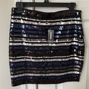 Express sequin elastic/stretch mini skirt